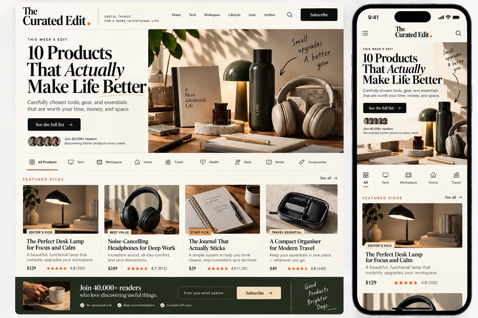 Product Discovery newsletter website template design blueprint