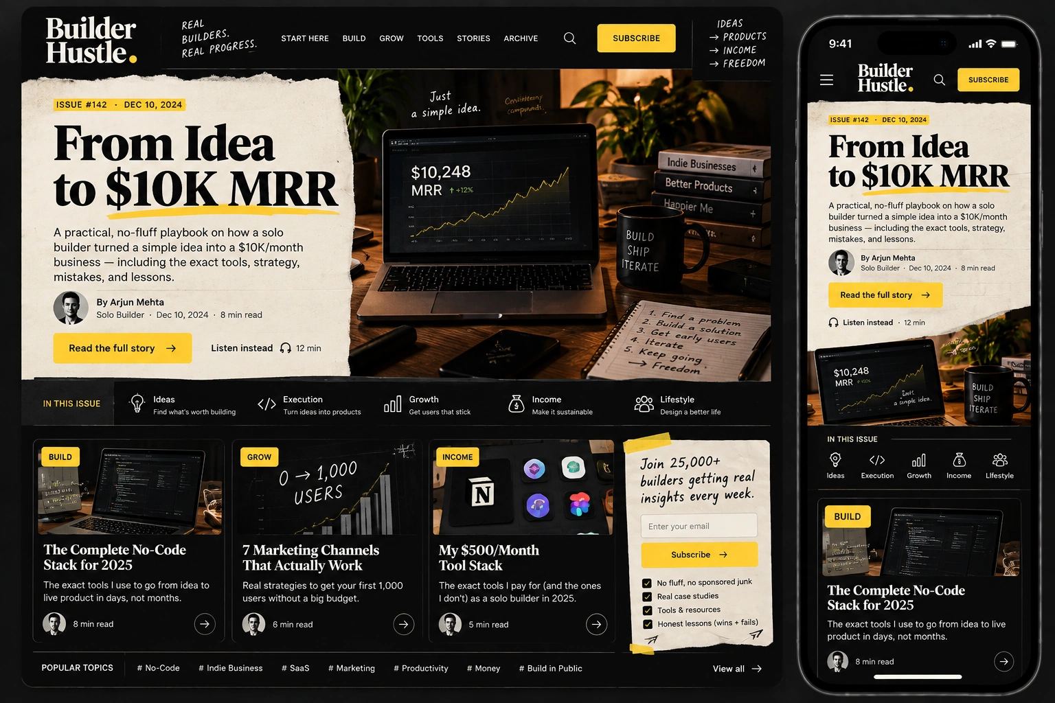 Builder Letter newsletter website template design blueprint