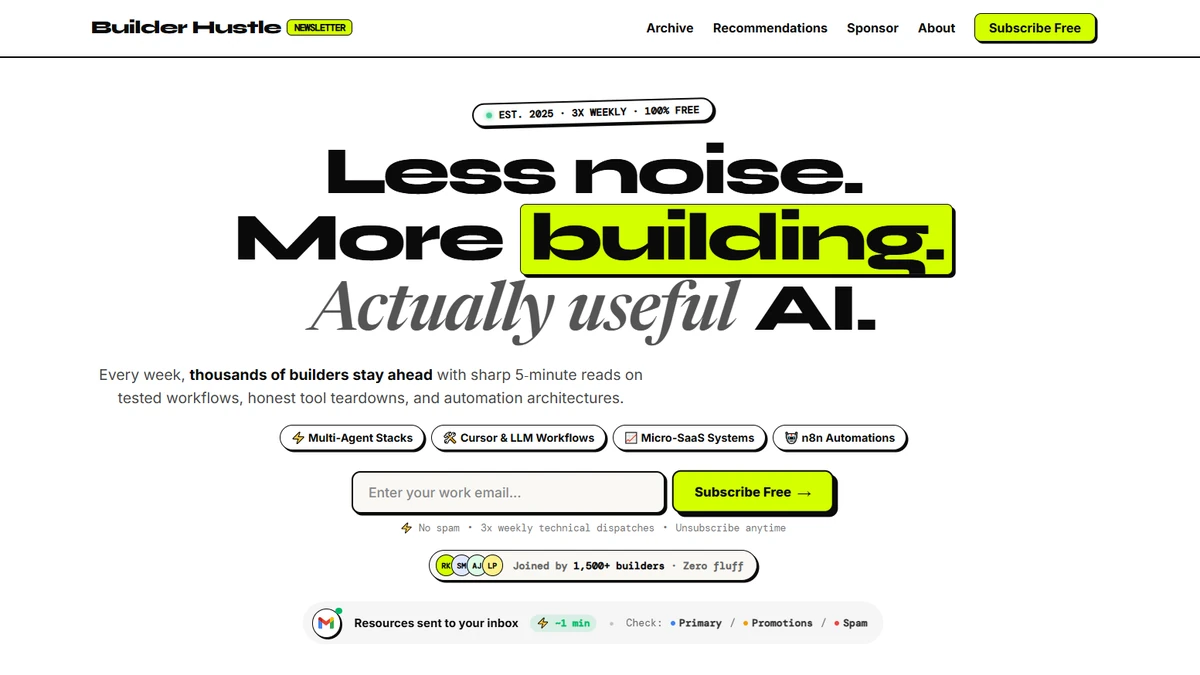 Custom Beehiiv newsletter landing page interface