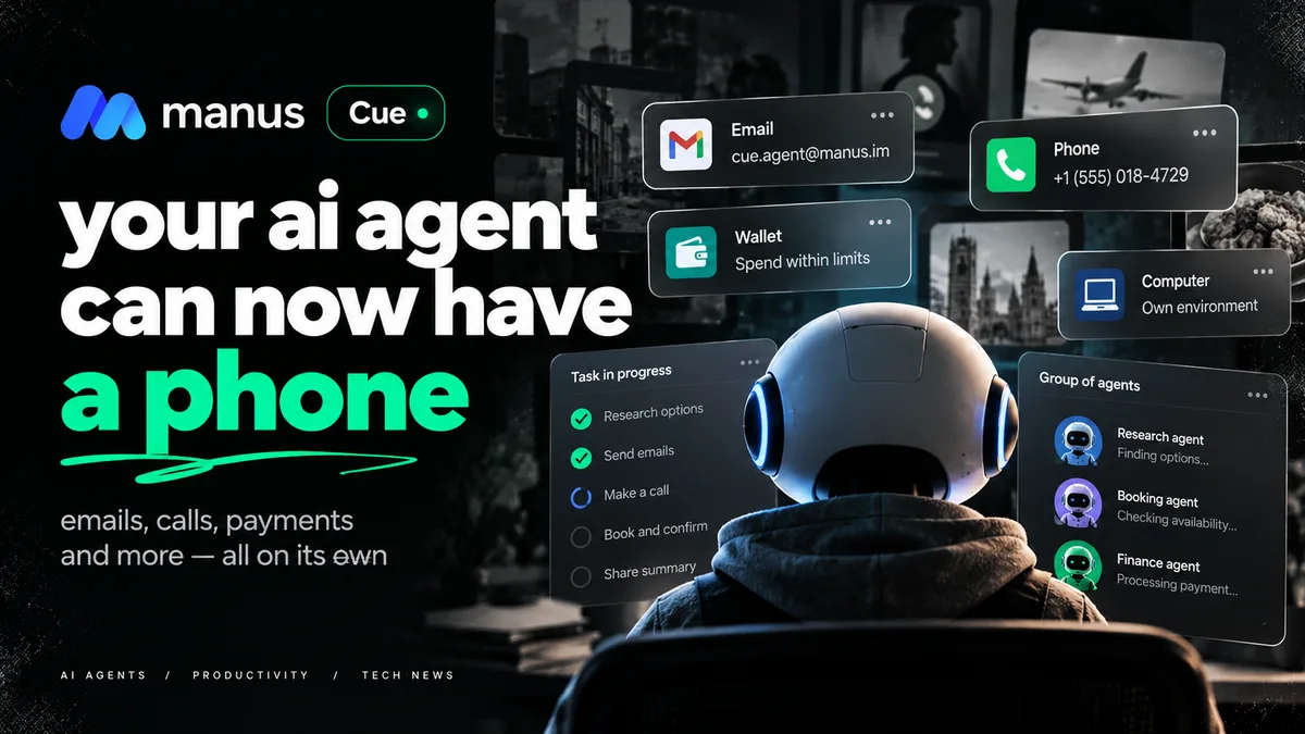 Cue AI autonomous agent with dedicated phone number, email address, and Web3 crypto wallet