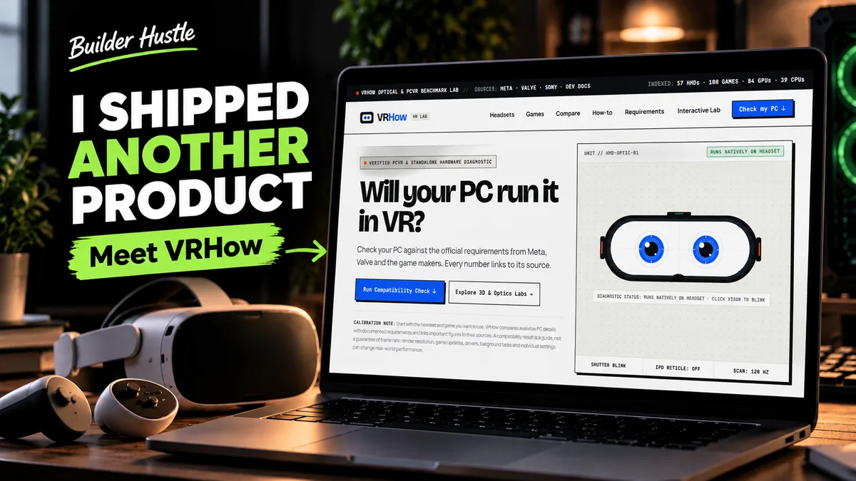 VRHow product launch — VR headset hardware and software compatibility testing tool for developers